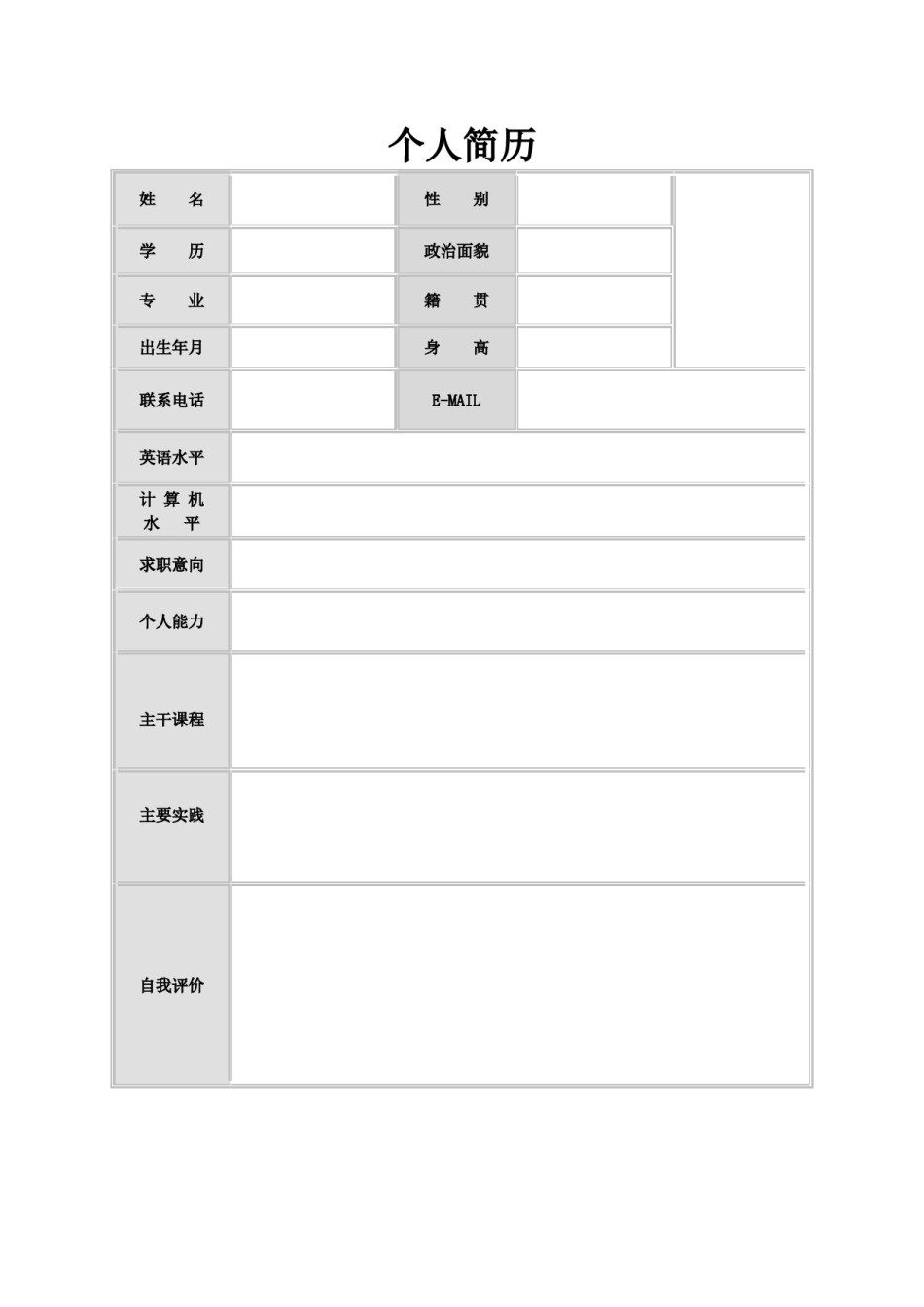 空白简历标准表格-22.doc_第1页