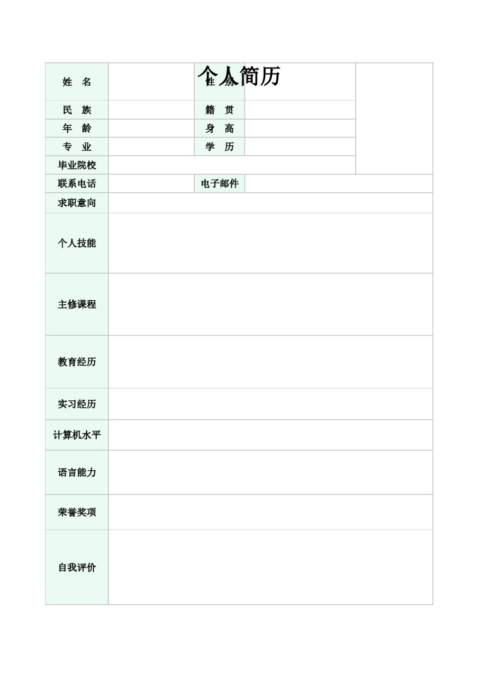 空白简历标准表格-21.doc_第1页
