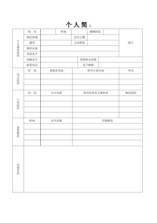 空白简历标准表格-31.doc