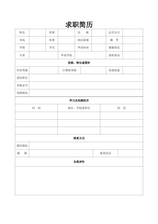 空白简历标准表格-25.doc