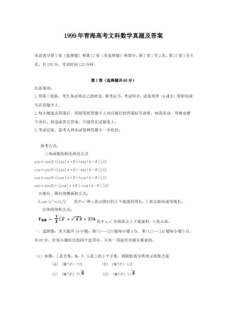 1999年青海高考文科数学真题及答案.doc