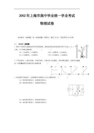 2002年上海市高中毕业统一学业考试物理试卷（答案版）.doc