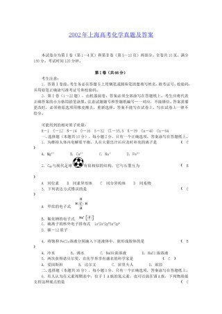 2002年上海高考化学真题及答案.doc