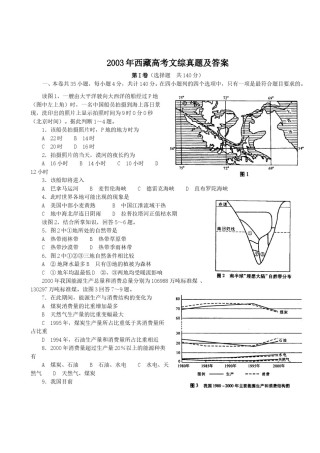 2003年西藏高考文综真题及答案.doc
