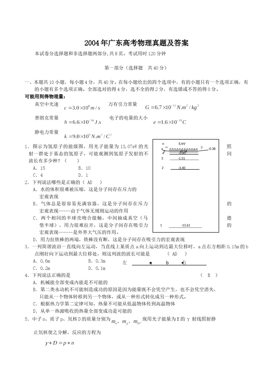 2004年广东高考物理真题及答案.doc_第1页