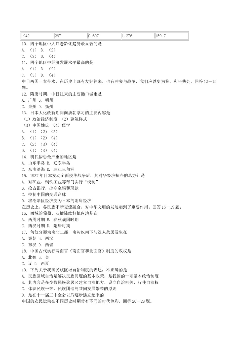 2004年内蒙古高考文科综合真题及答案.doc_第3页