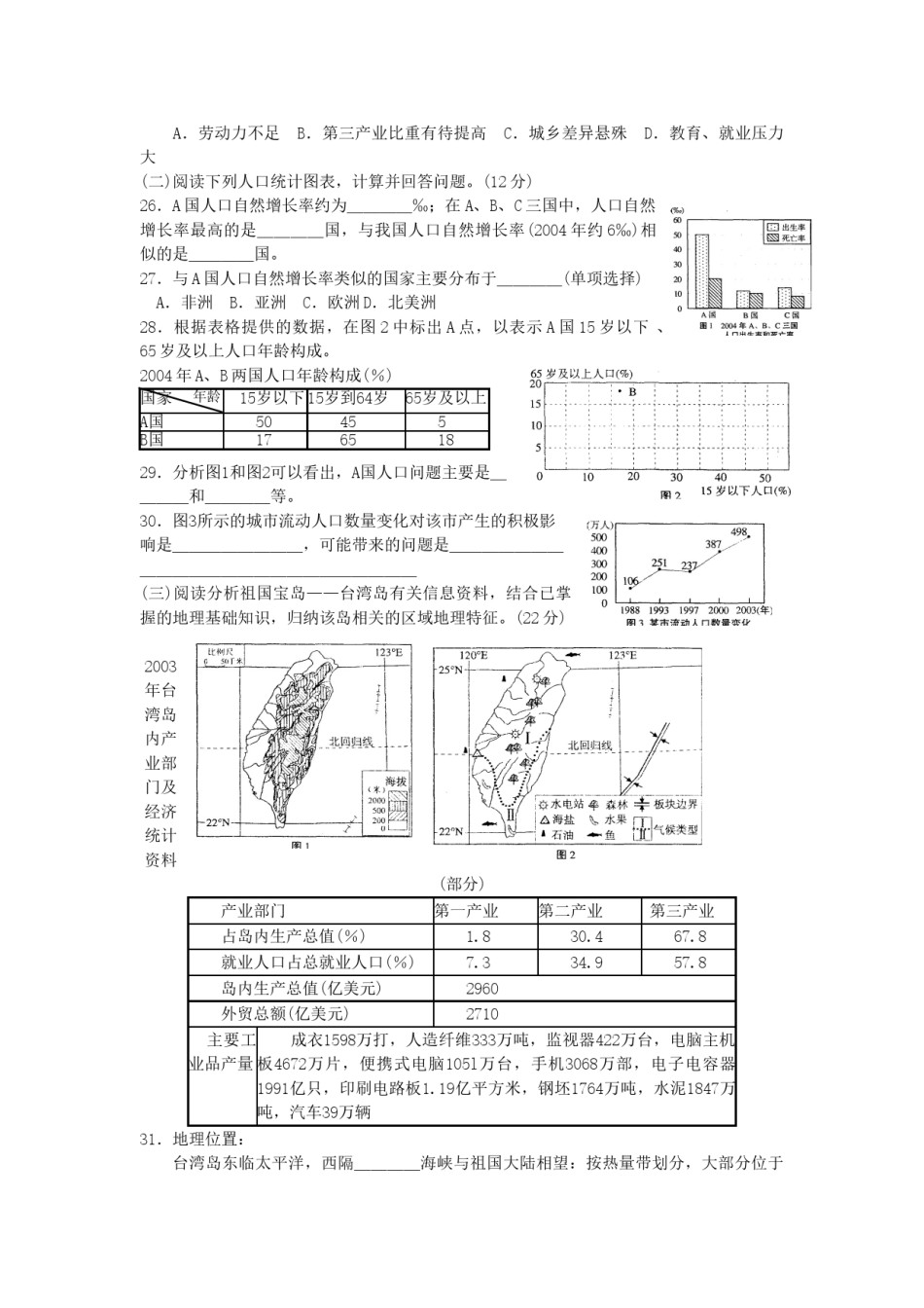 2005年上海高考地理真题及答案.doc_第3页