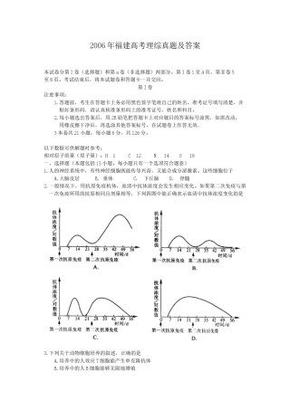 2006年福建高考理综真题及答案.doc