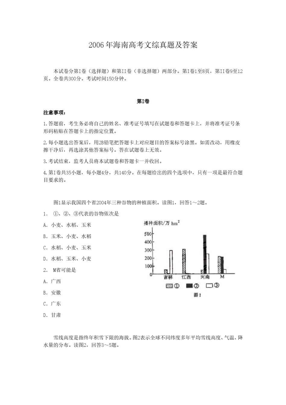 2006年海南高考文综真题及答案.doc_第1页