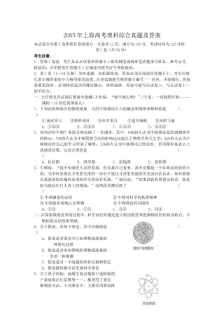 2005年上海高考理科综合真题及答案.doc
