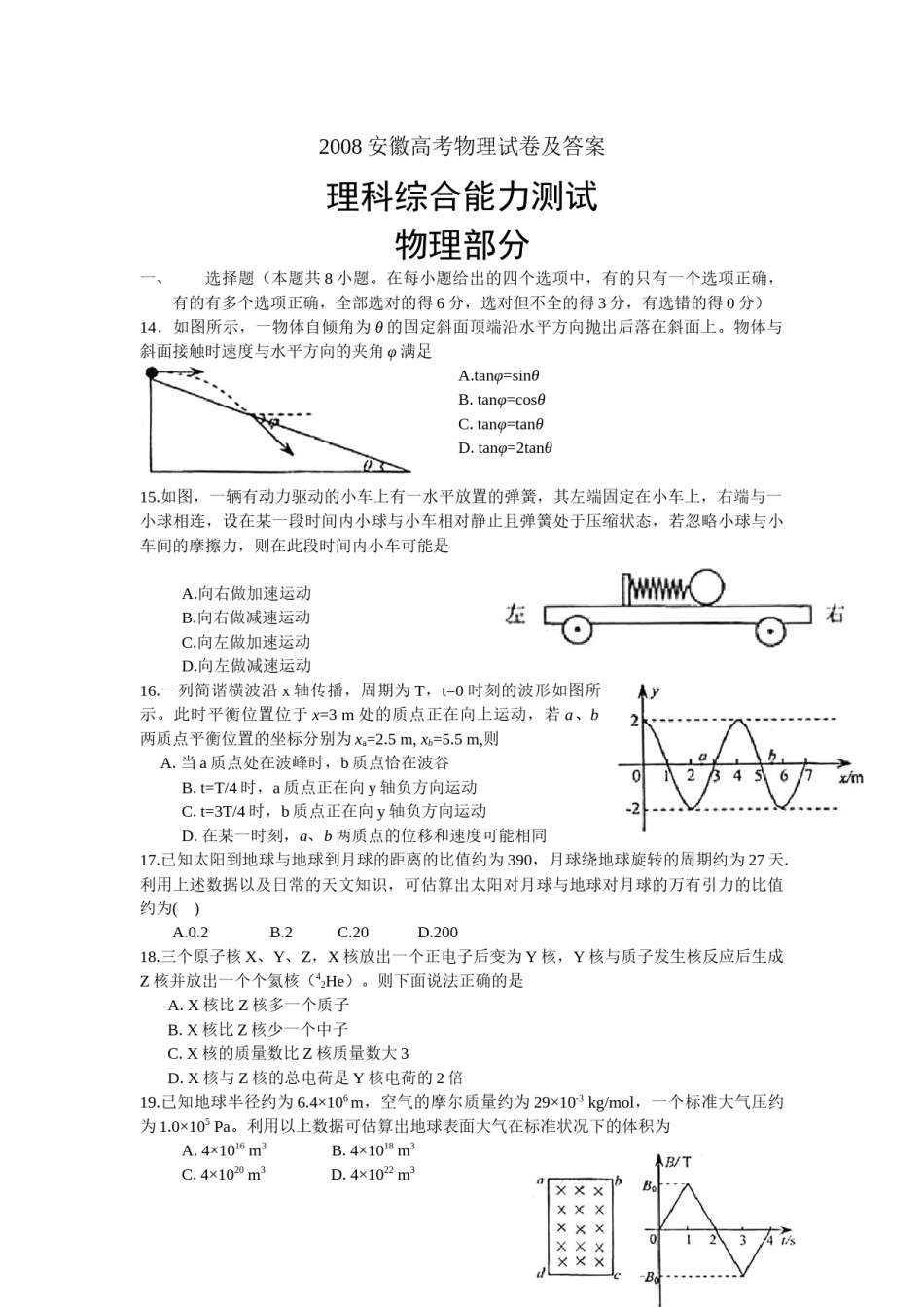 2008安徽高考物理试卷及答案.docx_第1页