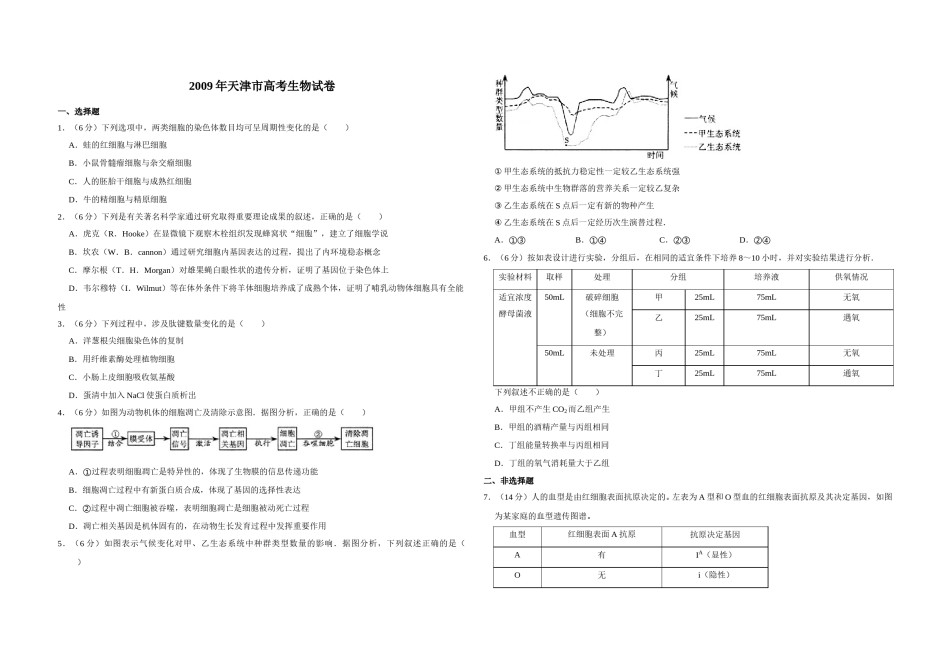 2009年天津市高考生物试卷   .doc_第1页