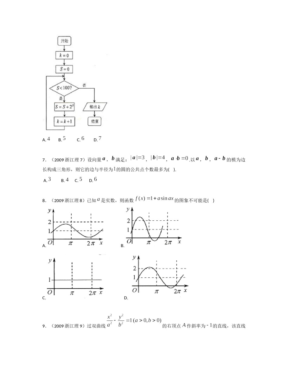 2009年浙江高考数学(理科)试卷(含答案).doc_第2页