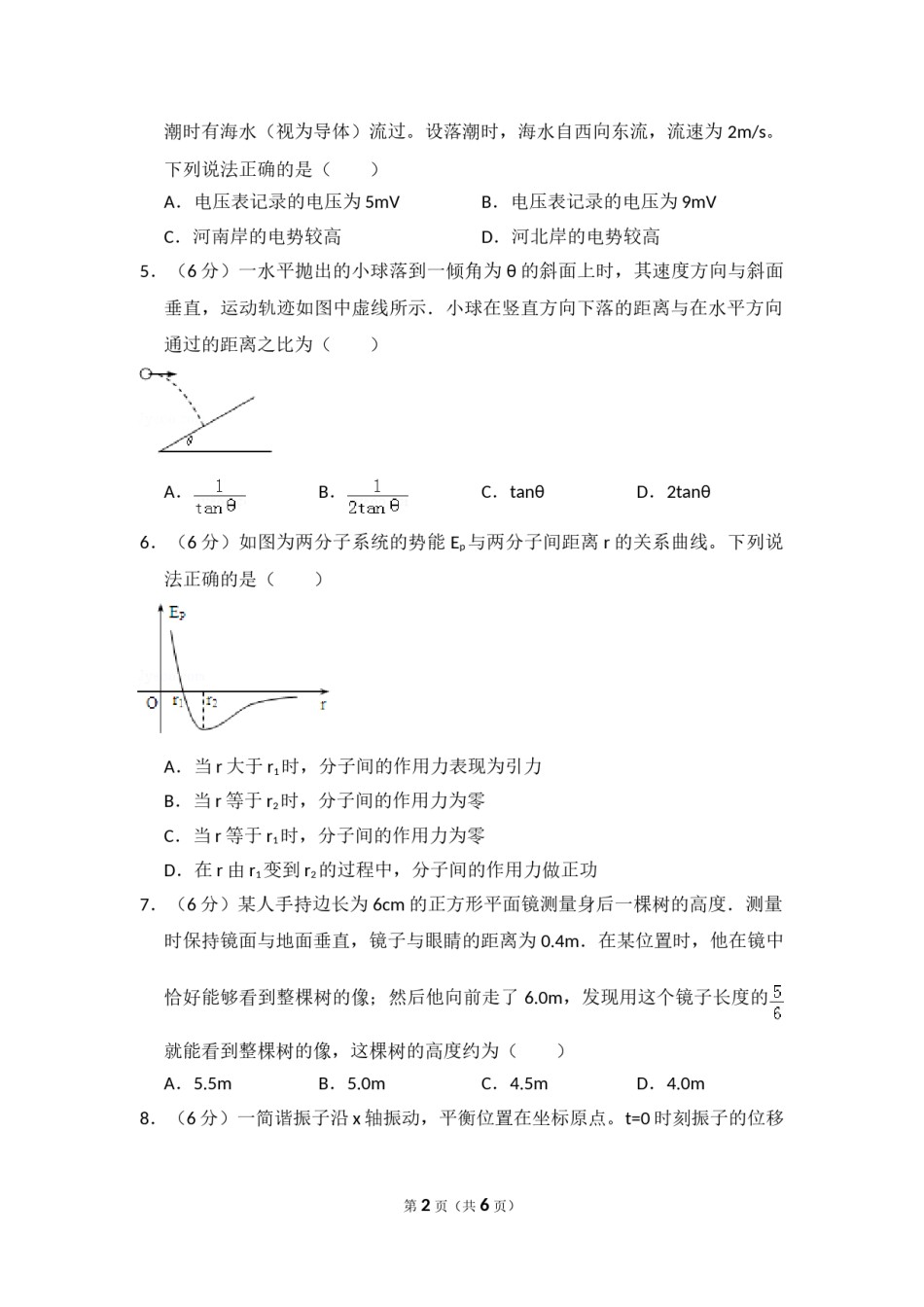 2010年全国统一高考物理试卷（全国卷ⅰ）（原卷版）.doc_第2页