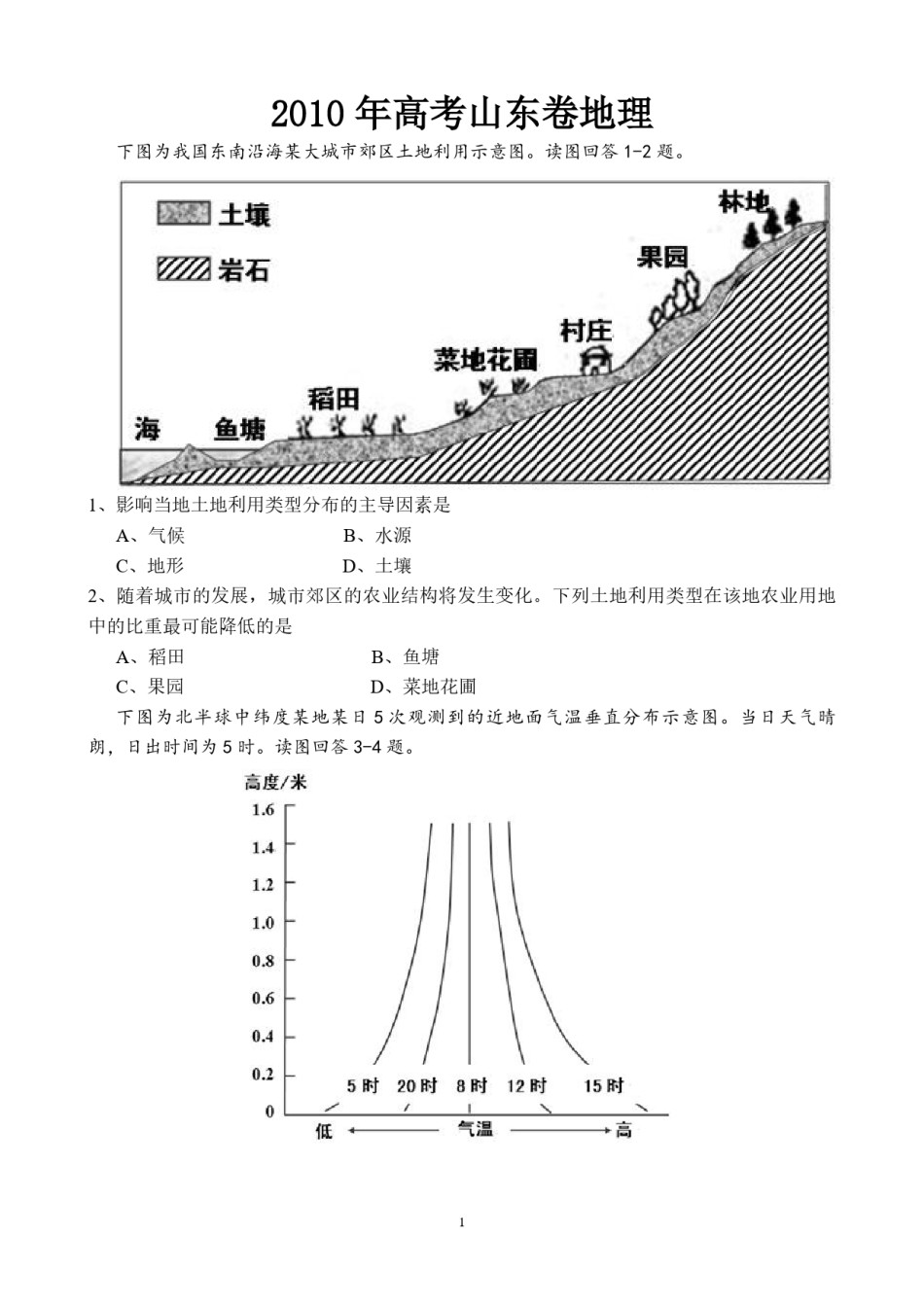 2010年高考真题 地理(山东卷)（原卷版）.pdf_第1页