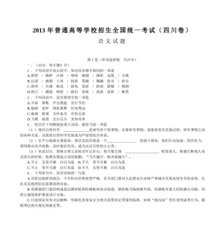 2013年高考四川语文试题及参考答案.doc