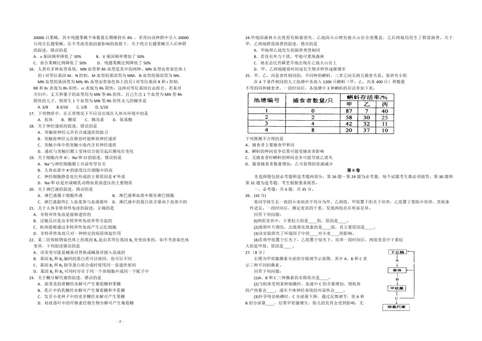 2013年高考海南卷生物（原卷版）.pdf_第2页