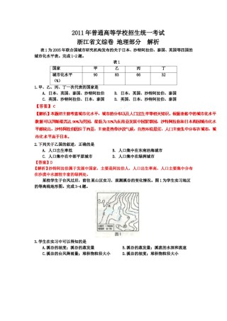 2011年浙江省高考地理（含解析版）.doc