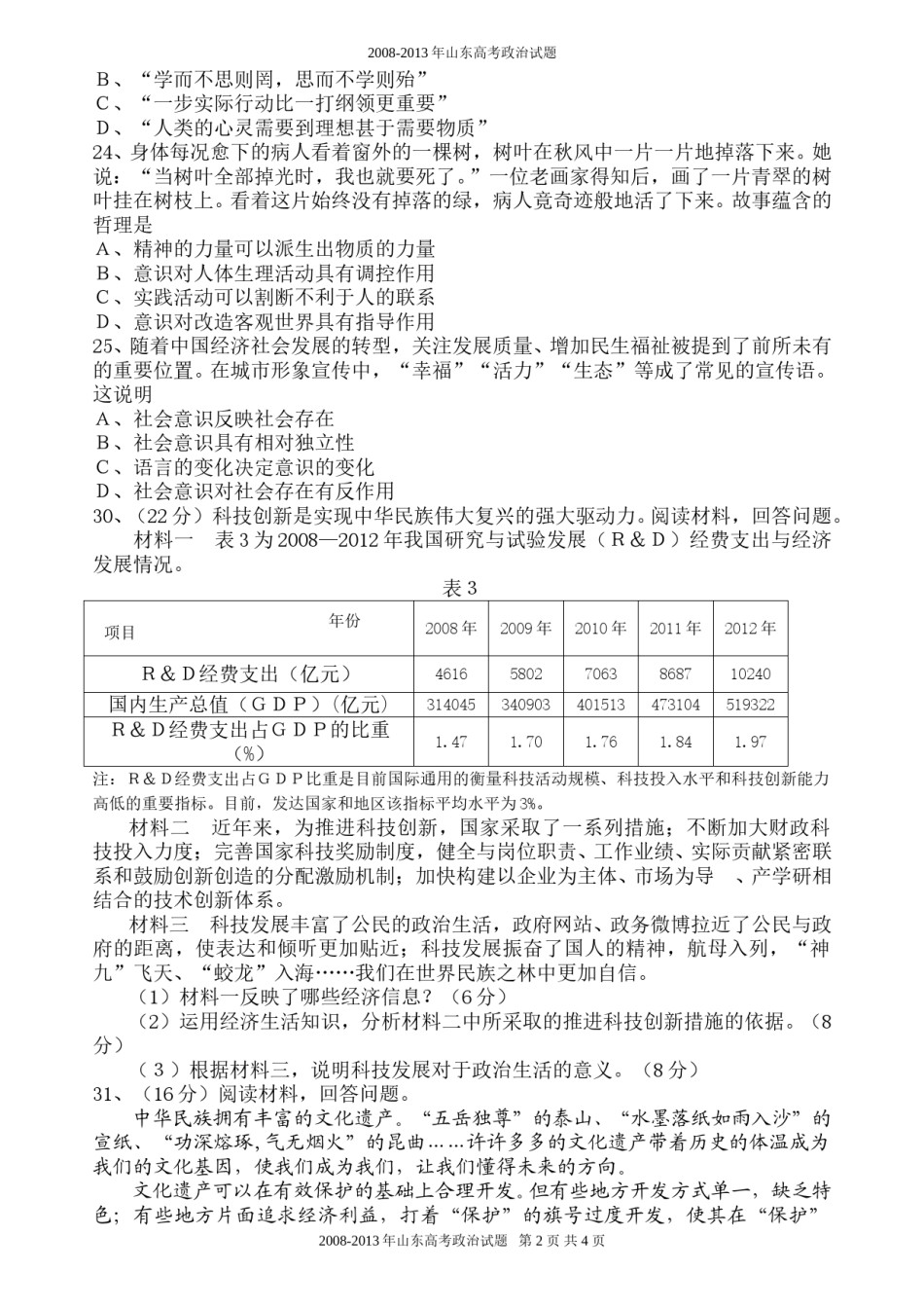 2013年高考真题 政治(山东卷)（含解析版）.doc_第2页