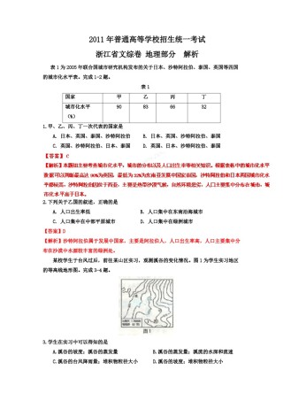 2011年浙江省高考地理（含解析版）.pdf