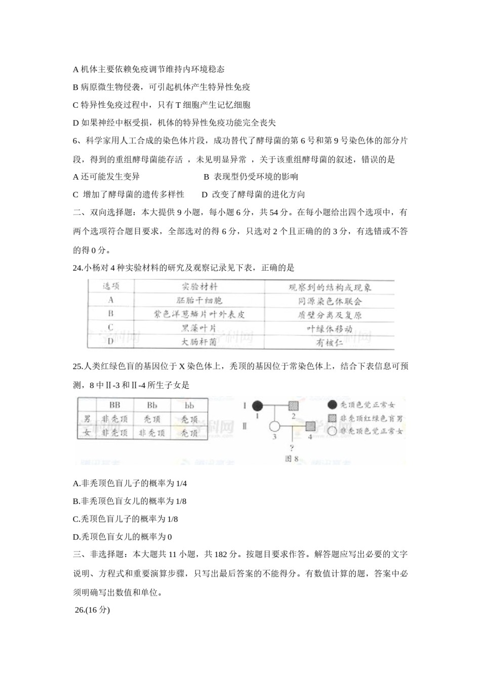 2012广东高考理综生物试卷及答案.docx_第2页
