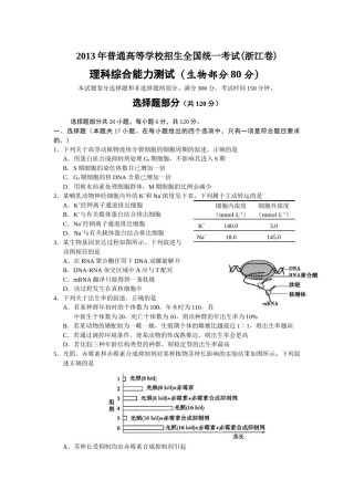 2013年浙江省高考生物（原卷版）.docx