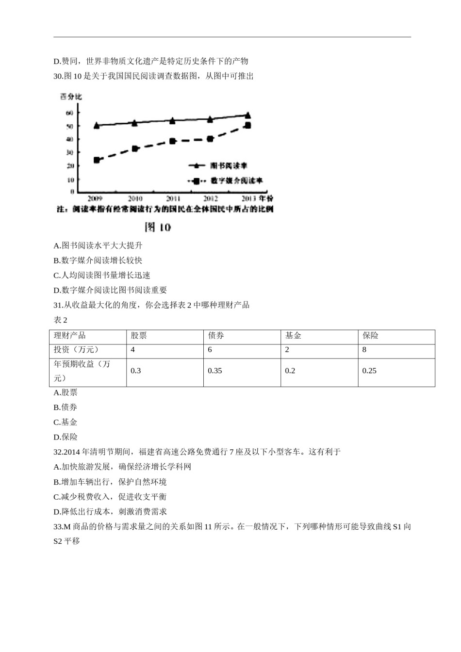 2014年高考福建卷(文综政治部分)(含答案).doc_第2页