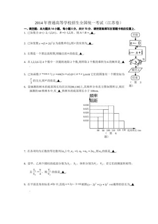 2014年江苏高考数学试题及答案.doc