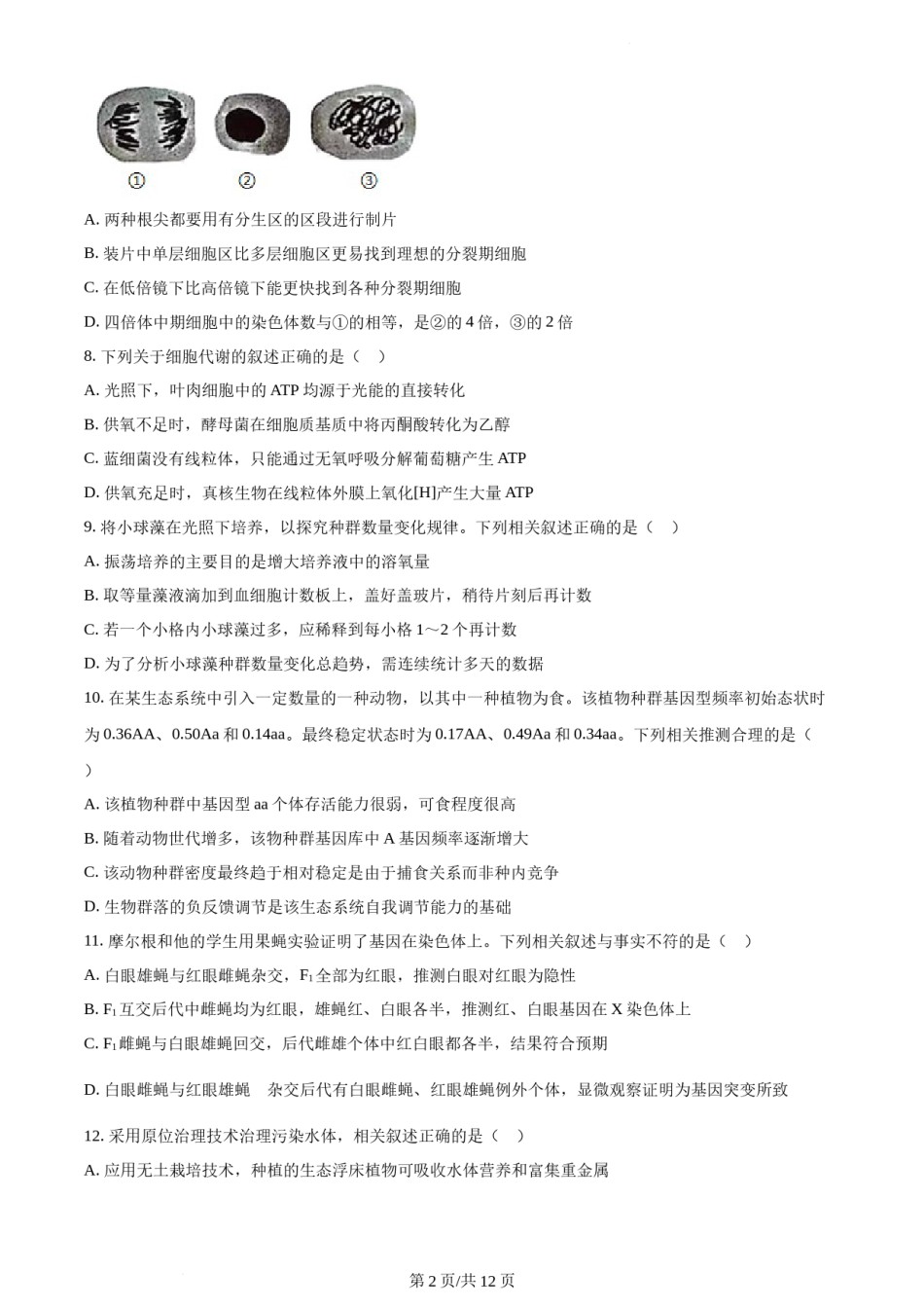 精品解析：2022年新教材江苏生物高考真题（原卷版）.docx_第2页