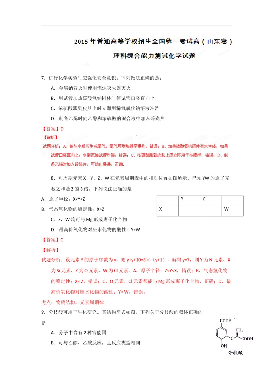 2015年高考真题 化学(山东卷)（含解析版）.docx_第1页