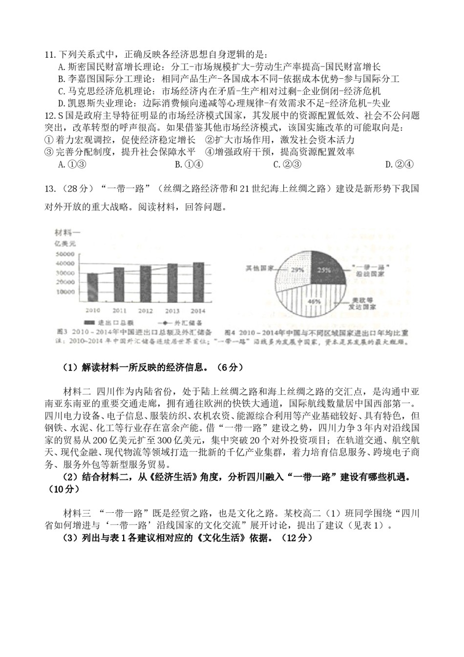 2015年高考四川卷文综政治及参考答案.doc_第3页