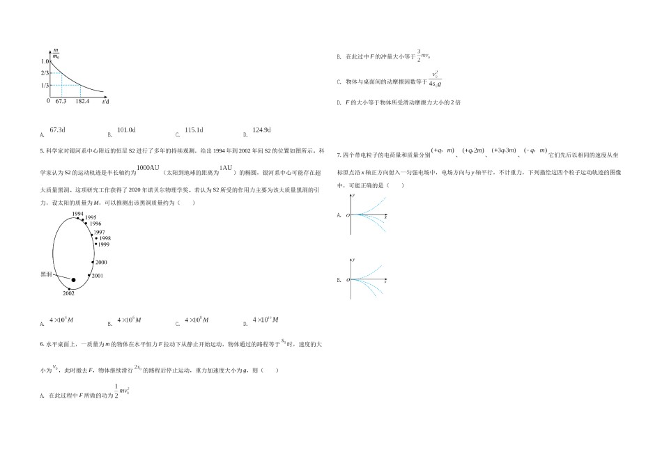 2021年全国统一高考物理试卷（新课标ⅱ）（原卷版）.docx_第2页