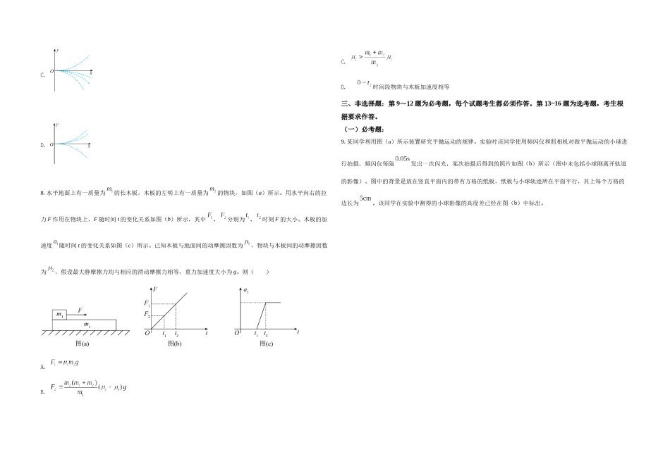 2021年全国统一高考物理试卷（新课标ⅱ）（原卷版）.docx_第3页