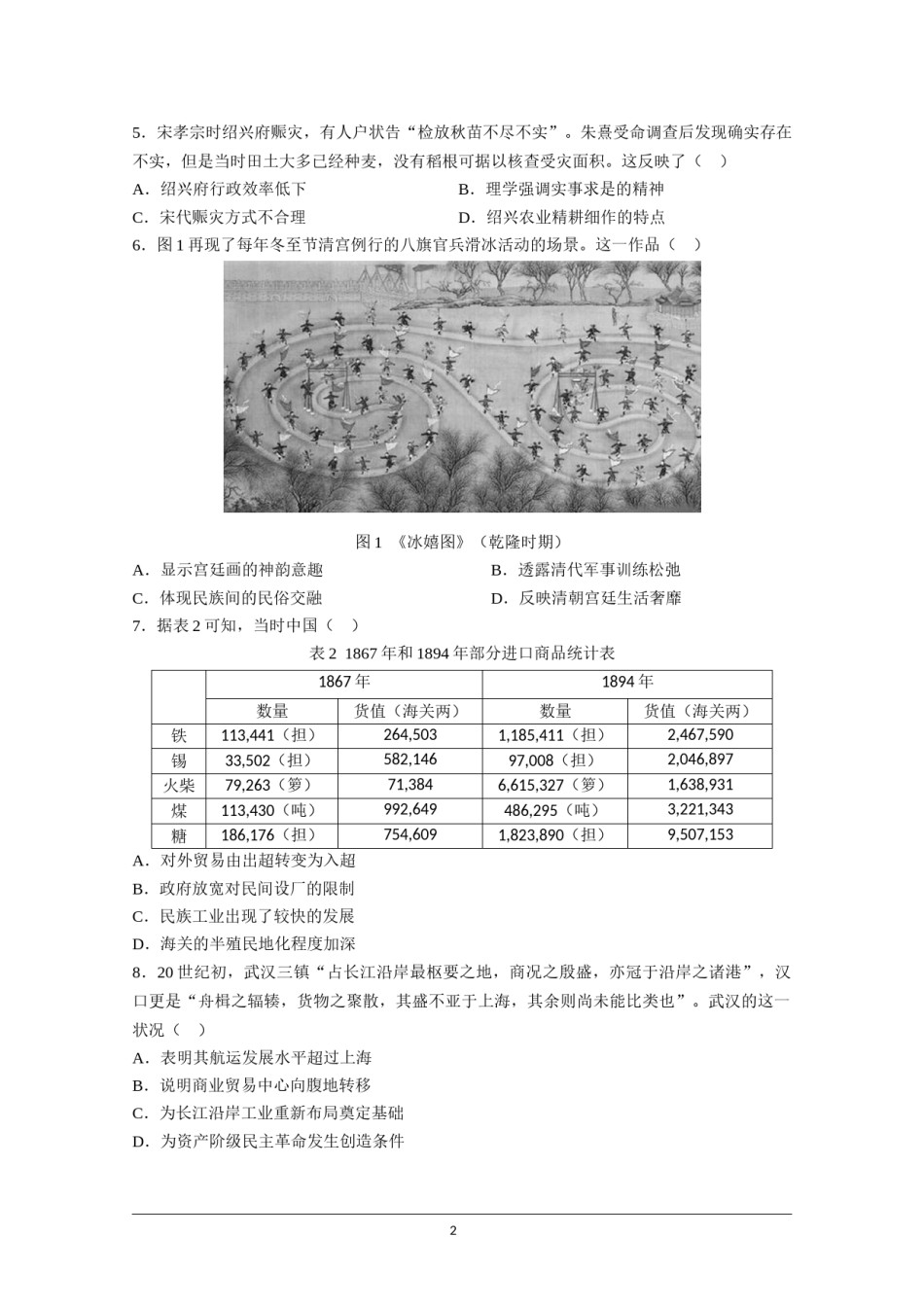 2021年高考真题—— 历史（湖南卷） (原卷版）.doc_第2页