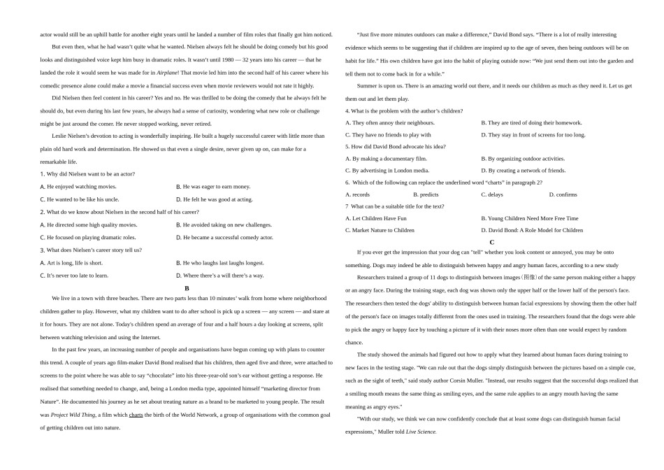2021年高考浙江卷英语试题（原卷版）(1).doc_第2页