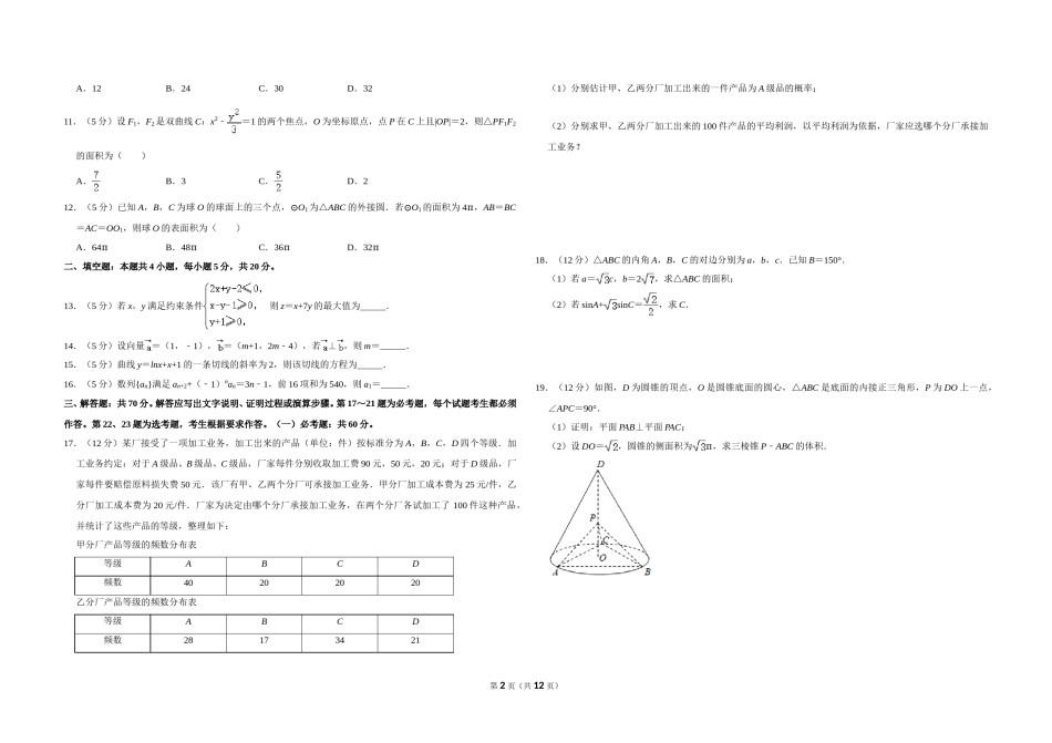2020年全国统一高考数学试卷（文科）（新课标ⅰ）（含解析版）.doc_第2页