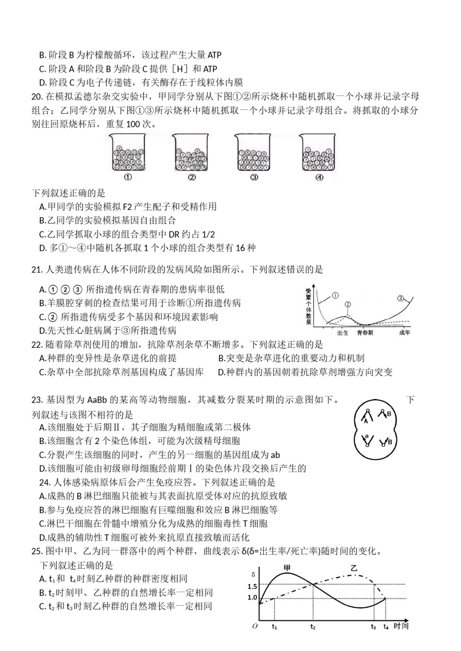 2016年浙江省高考生物【10月】（含解析版）.docx_第3页