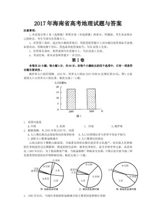 2017年高考地理（原卷版）(海南卷).doc
