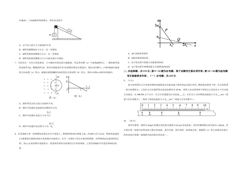 2019年高考真题 物理（山东卷)（原卷版）.doc_第2页
