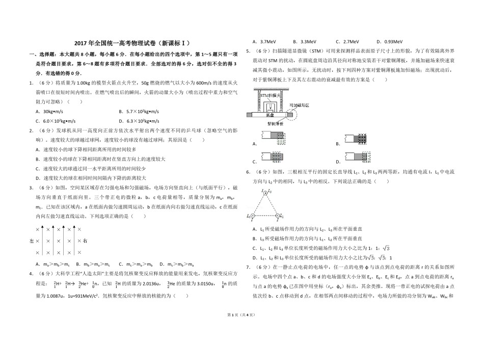 2017年高考真题 物理（山东卷)（原卷版）.pdf_第1页