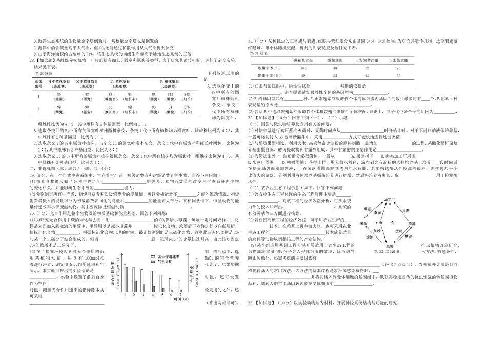 2018年浙江省高考生物【11月】（原卷版）.doc_第3页