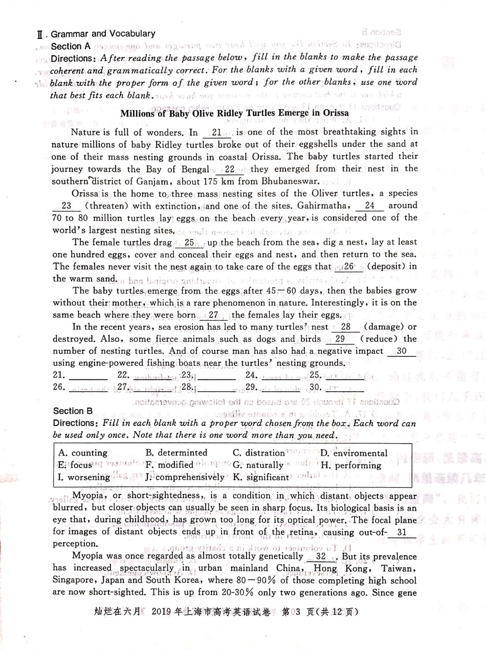2019年上海高考英语真题试卷（图片版）(1).pdf_第3页