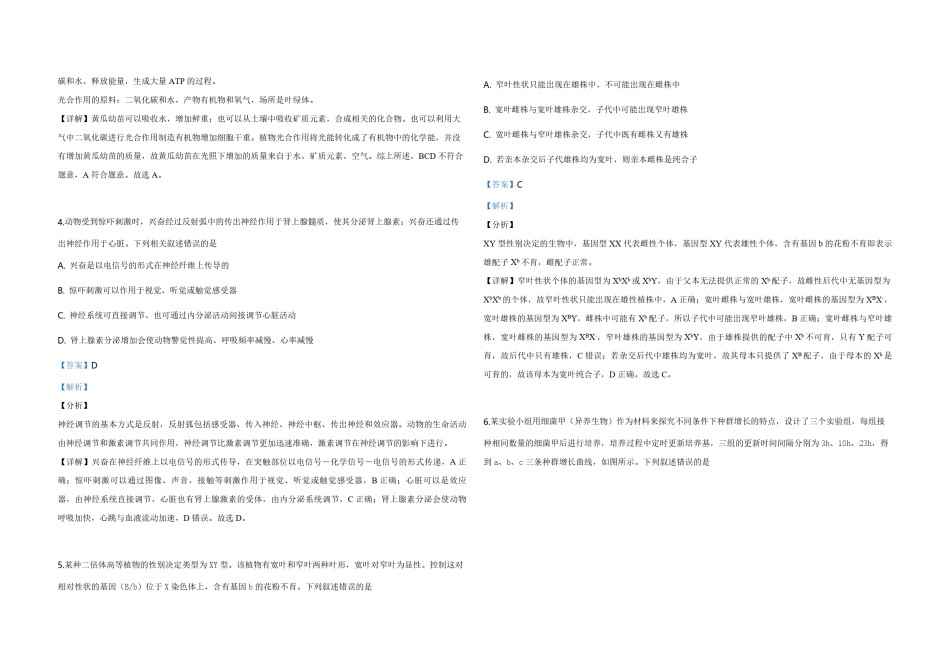 2019年全国统一高考生物试卷（新课标ⅰ）（含解析版）.pdf_第2页