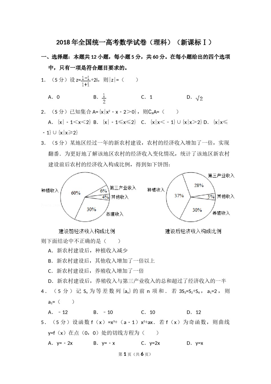 2018年高考真题数学【理】(山东卷)（原卷版）.doc_第1页