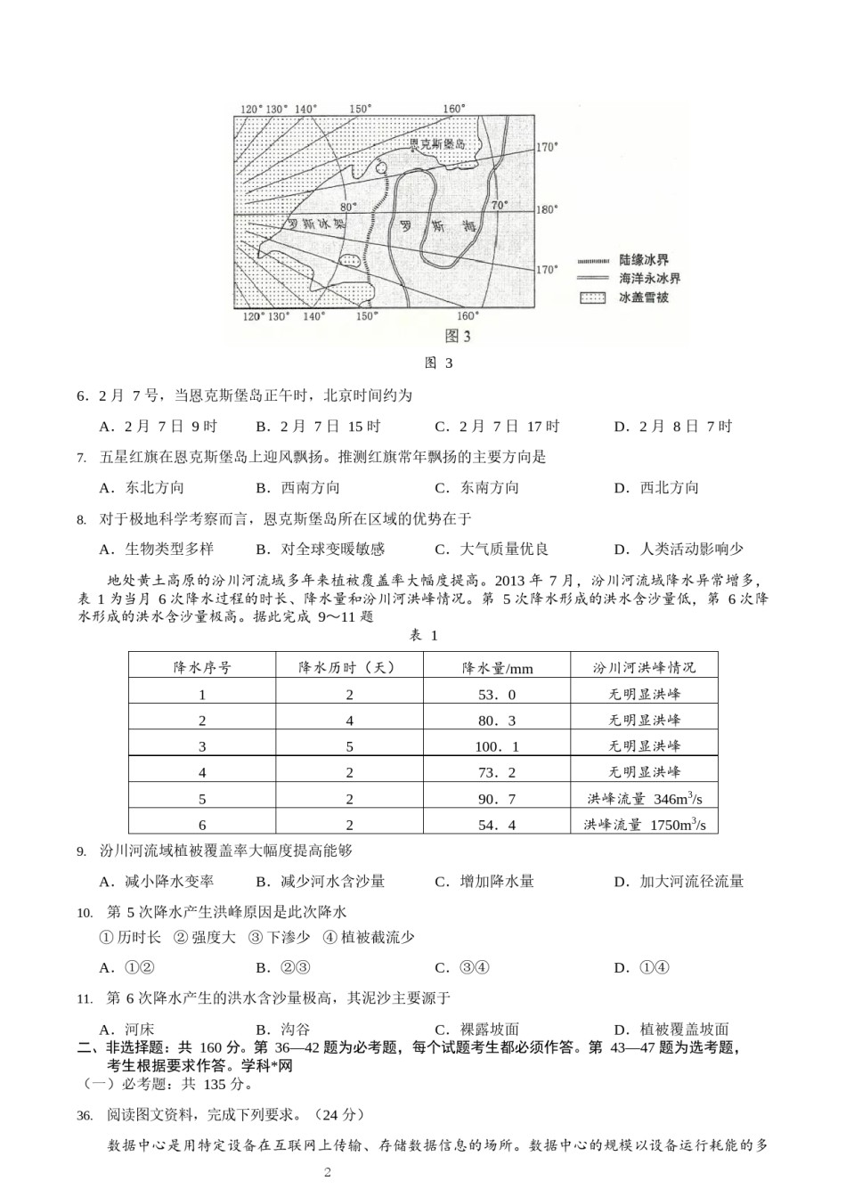 2018年高考文综（重庆市）地理部分及答案.docx_第2页