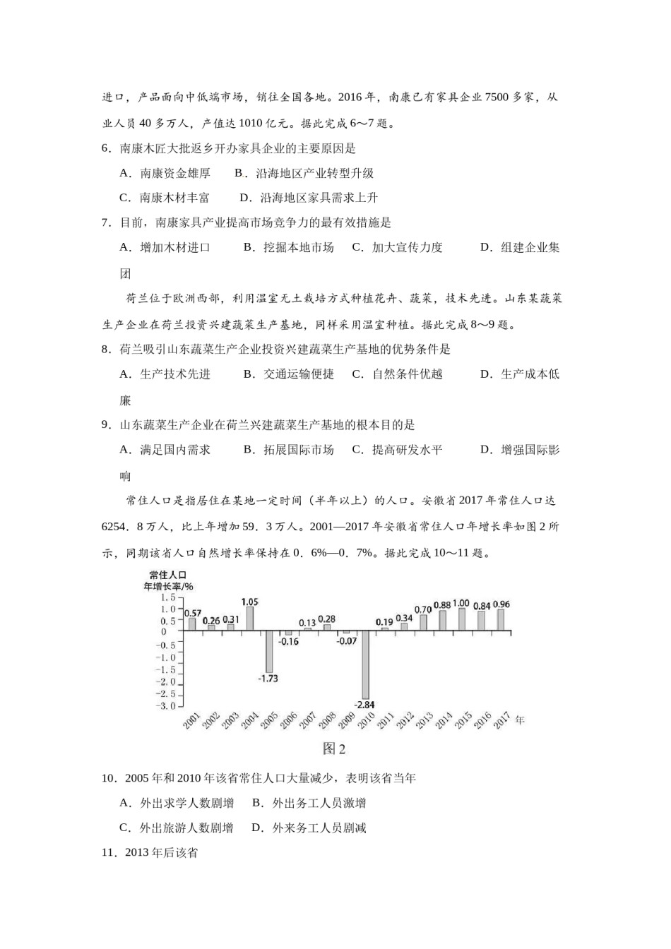 2018年高考地理试题及答案(海南卷).docx_第2页