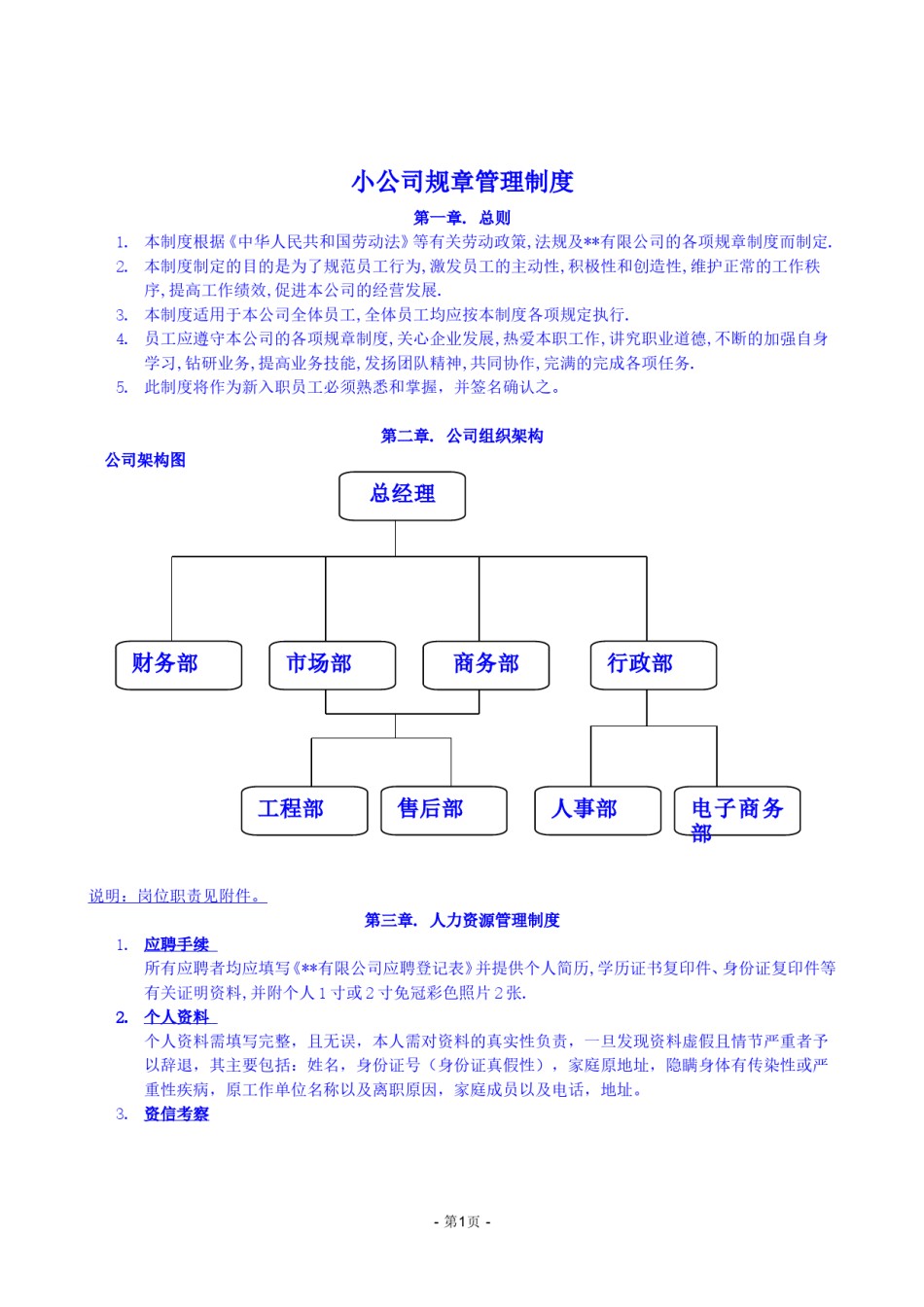 小公司全套管理制度.doc_第1页