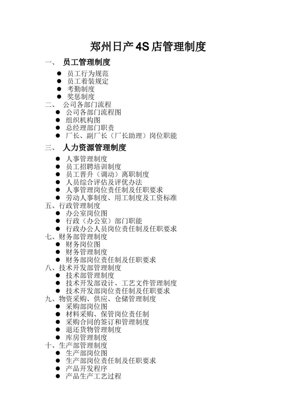 郑州日产4S店管理制度.doc_第1页