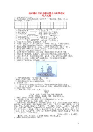 江苏省连云港市2016年中考语文真题试题（含答案）.doc
