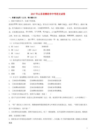 山东省潍坊市2017年中考语文真题试题（含解析）.doc